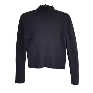 Quince Featherweight 100% Mongolian Cashmere Ribbed Mockneck Sweater Black L